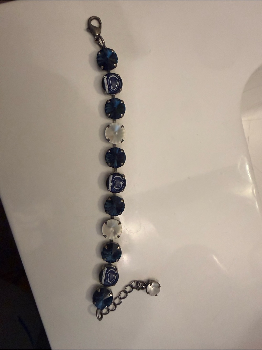 Sabika Navy Blue and White Crystal Link Bracelet